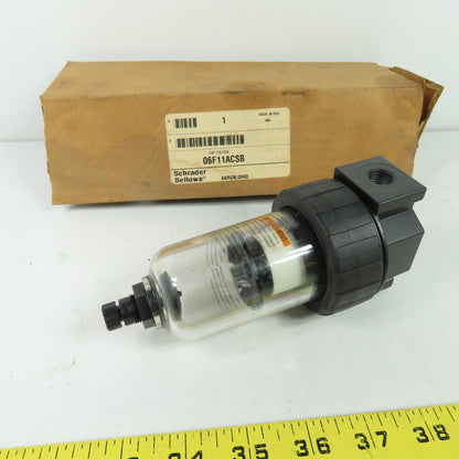 Schrader Bellows 06F11ACSB Pneumatic Air Filter 1/4" NPT 150 PSI Max NEW