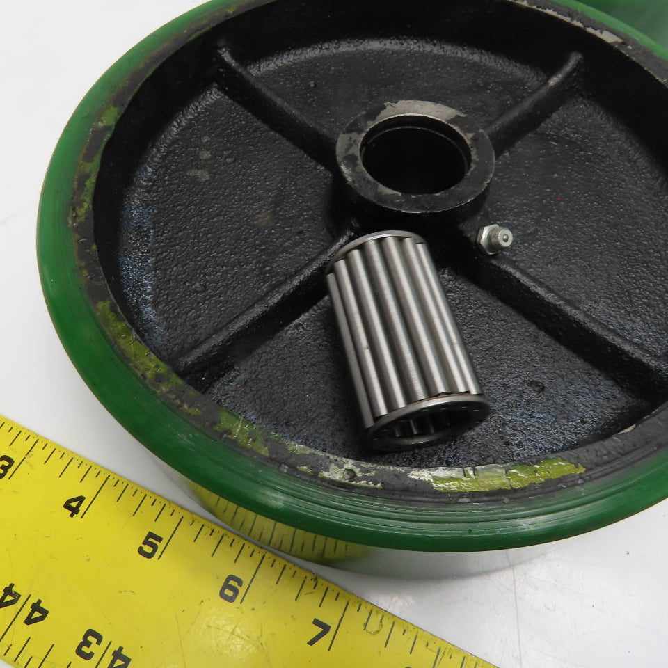 8" x 2" Green Polyurethane On Cast Iron Caster Wheel Lot Of 4