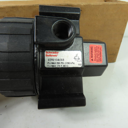 Schrader Bellows 07R213ACSB 3/8" NPT Pneumatic Regulator 250 PSI NEW