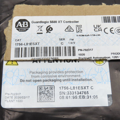 Allen Bradley 1756-L81ES XT Ser. C FW 1.072 Guardlogix 5580 XT Controller