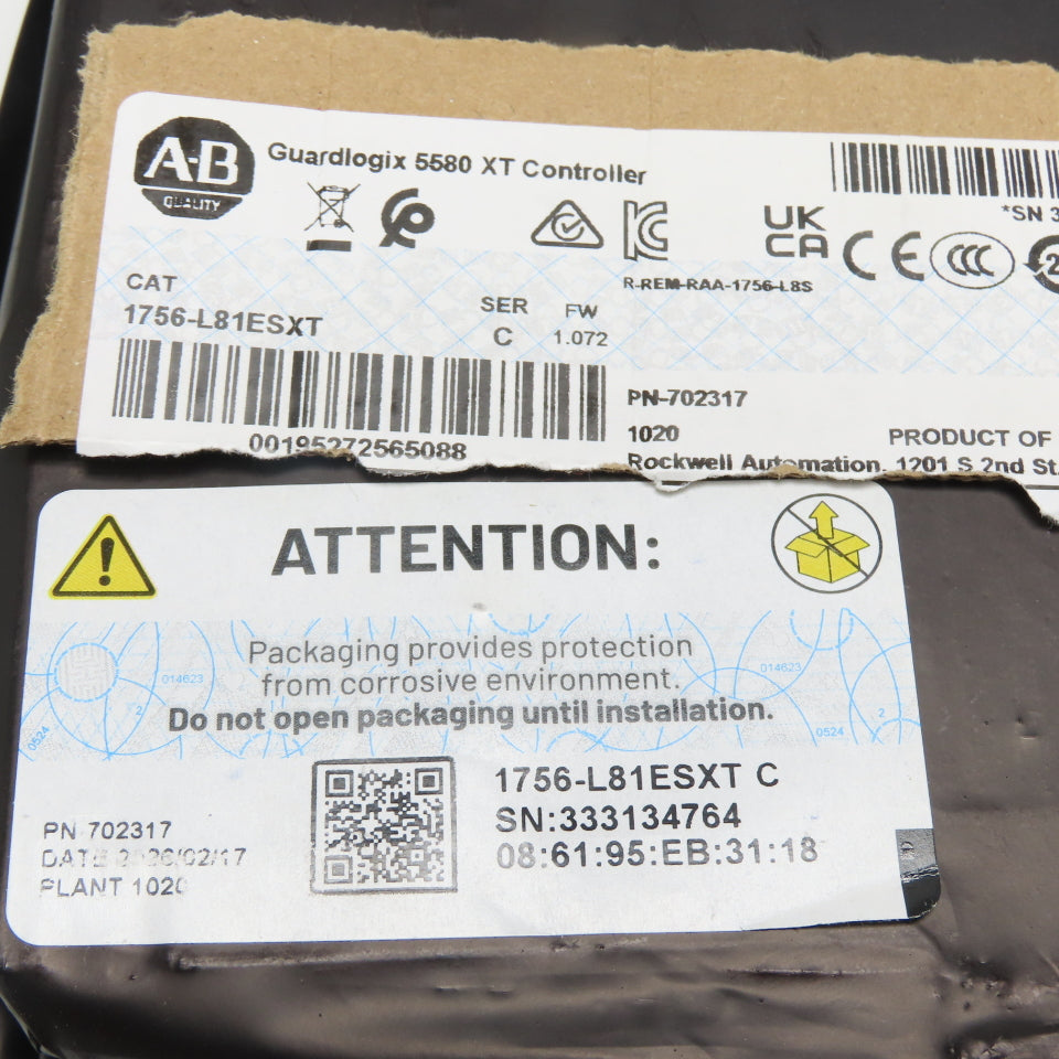 Allen Bradley 1756-L81ES XT Ser. C FW 1.072 Guardlogix 5580 XT Controller
