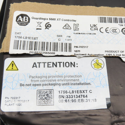 Allen Bradley 1756-L81ES XT Ser. C FW 1.072 Guardlogix 5580 XT Controller