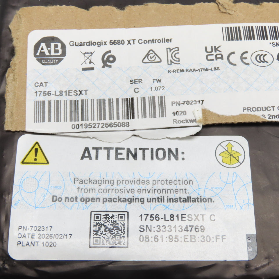 Allen Bradley 1756-L81ES XT Ser. C FW 1.072 Guardlogix 5580 XT Controller