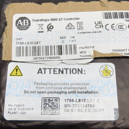 Allen Bradley 1756-L81ES XT Ser. C FW 1.072 Guardlogix 5580 XT Controller