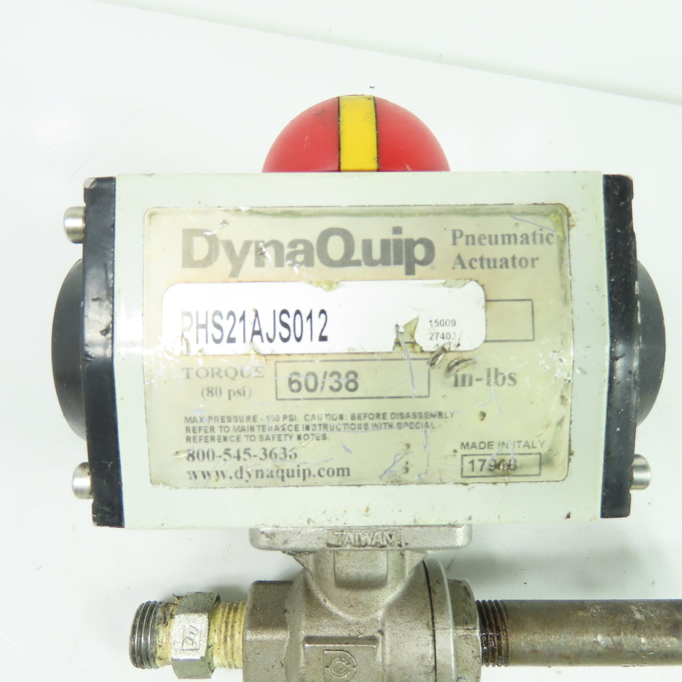 DynaQuip PHS21AJS012 Pneumatic Actuator W/ 1/4" Valve