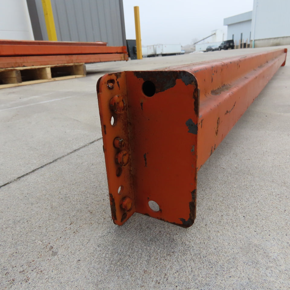 96" x 4" x 2-1/2" Shaved Pin Pallet Racking Beam Shelf Used
