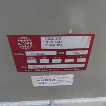 IMCS 35-5631SP 175 cu. ft. Material Surge Bin Hopper W/ Conair CRJHA2SCF0100 24V