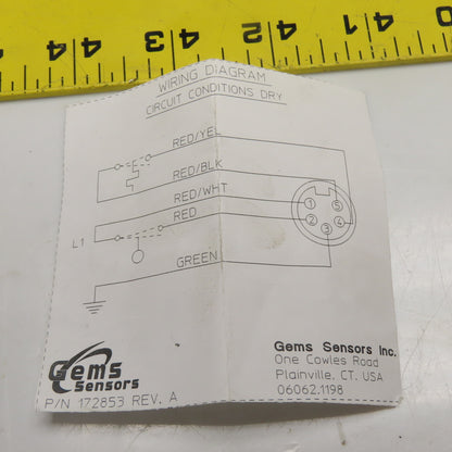 GEMS Sensors Inc. 172853 Thermostat & Level Float Switch 20VA 120-240VAC