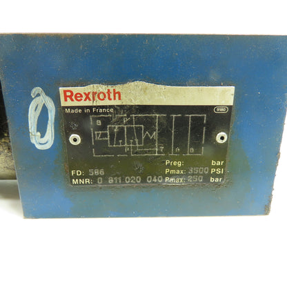 Rexroth 0 811 020 040 Solenoid Directional Control Valve 24VDC 250 Bar