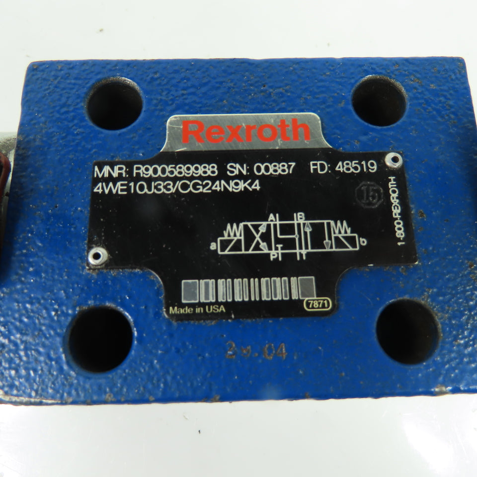 Rexroth R900589988 4WE10J33/CG24N9K4 Solenoid Directional Control Valve 24VDC