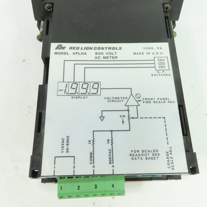 Red Lion Controls APLHA400 Digital AC Volt Panel Meter 600V