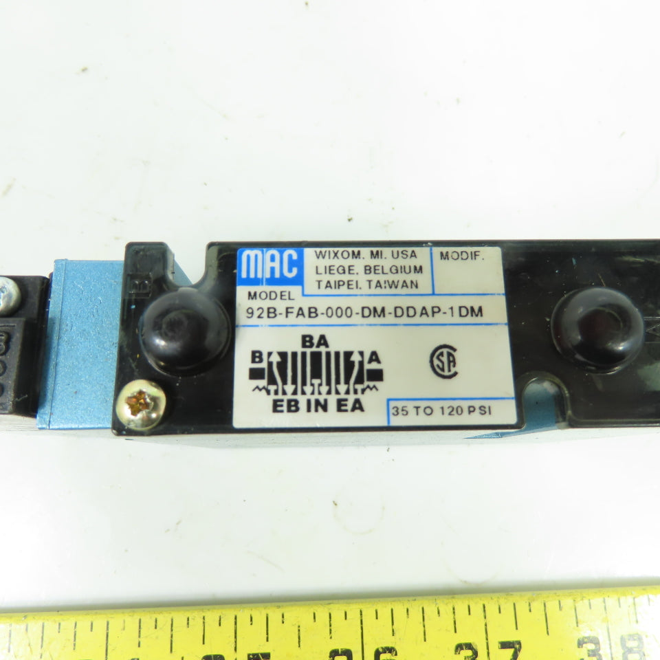 MAC 92B-FAB-000-DM-DDAP-1DM 24VDC Pneumatic Solenoid Valve 35-120 PSI
