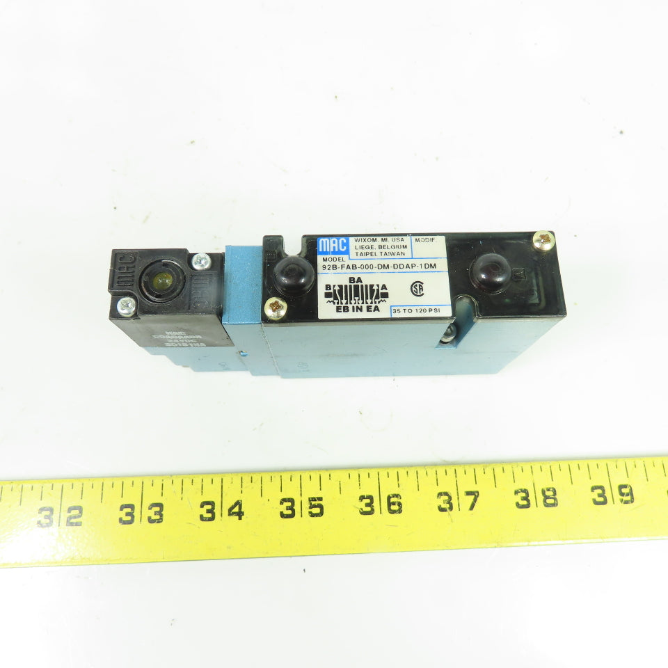 MAC 92B-FAB-000-DM-DDAP-1DM 24VDC Pneumatic Solenoid Valve 35-120 PSI
