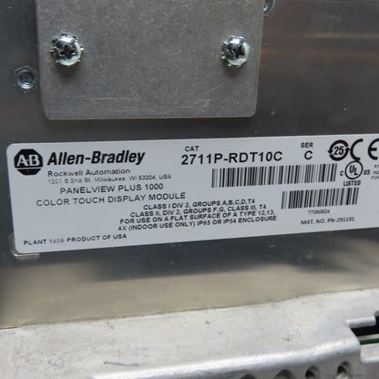 Allen-Bradley 2711P-T10C4A9 PanelView Plus 1000 Color Touch Display