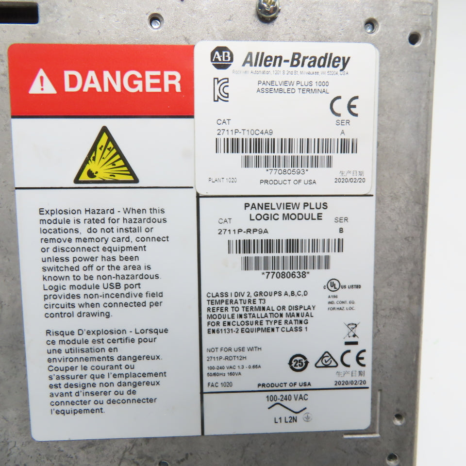 Allen-Bradley 2711P-T10C4A9 PanelView Plus 1000 Color Touch Display