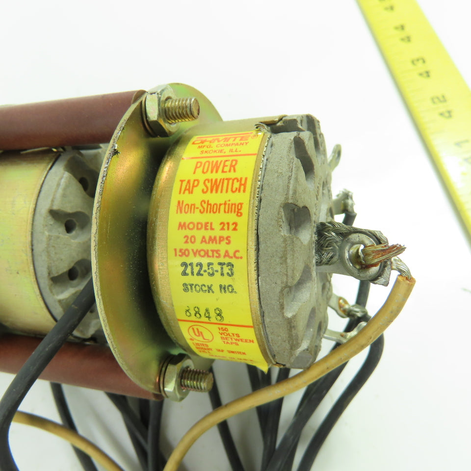 Ohmite 212-5-T3 3-Deck Non-Shorting Rotary Power Tap Switch 20A 150VAC