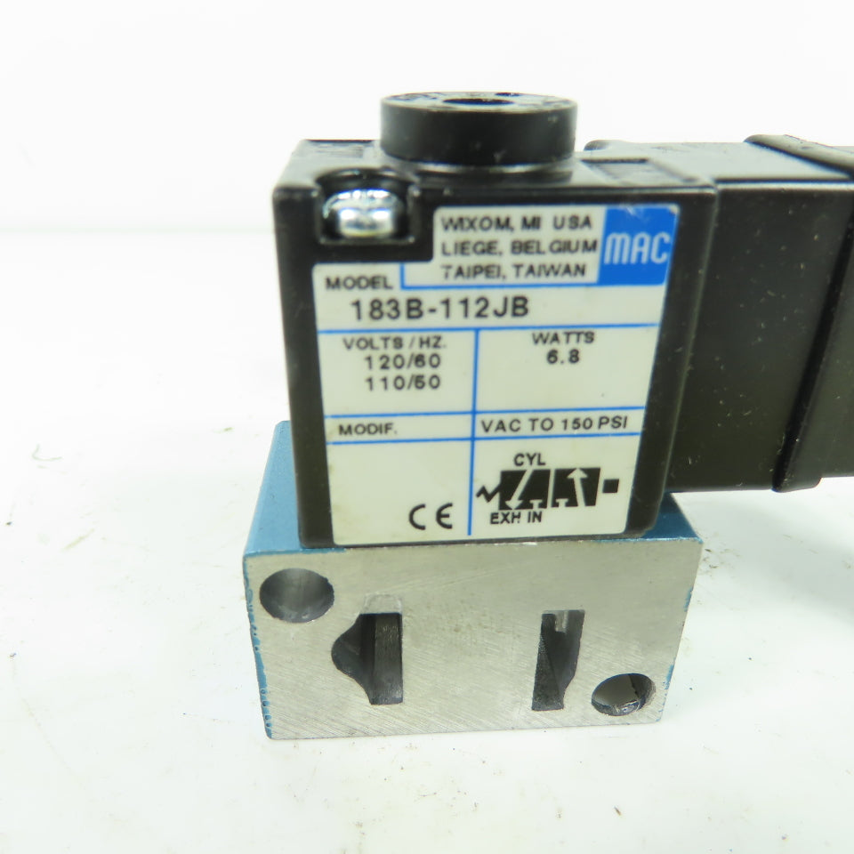 MAC 183B-112JB 3-Way Solenoid Pneumatic Valve 120VAC 150PSI