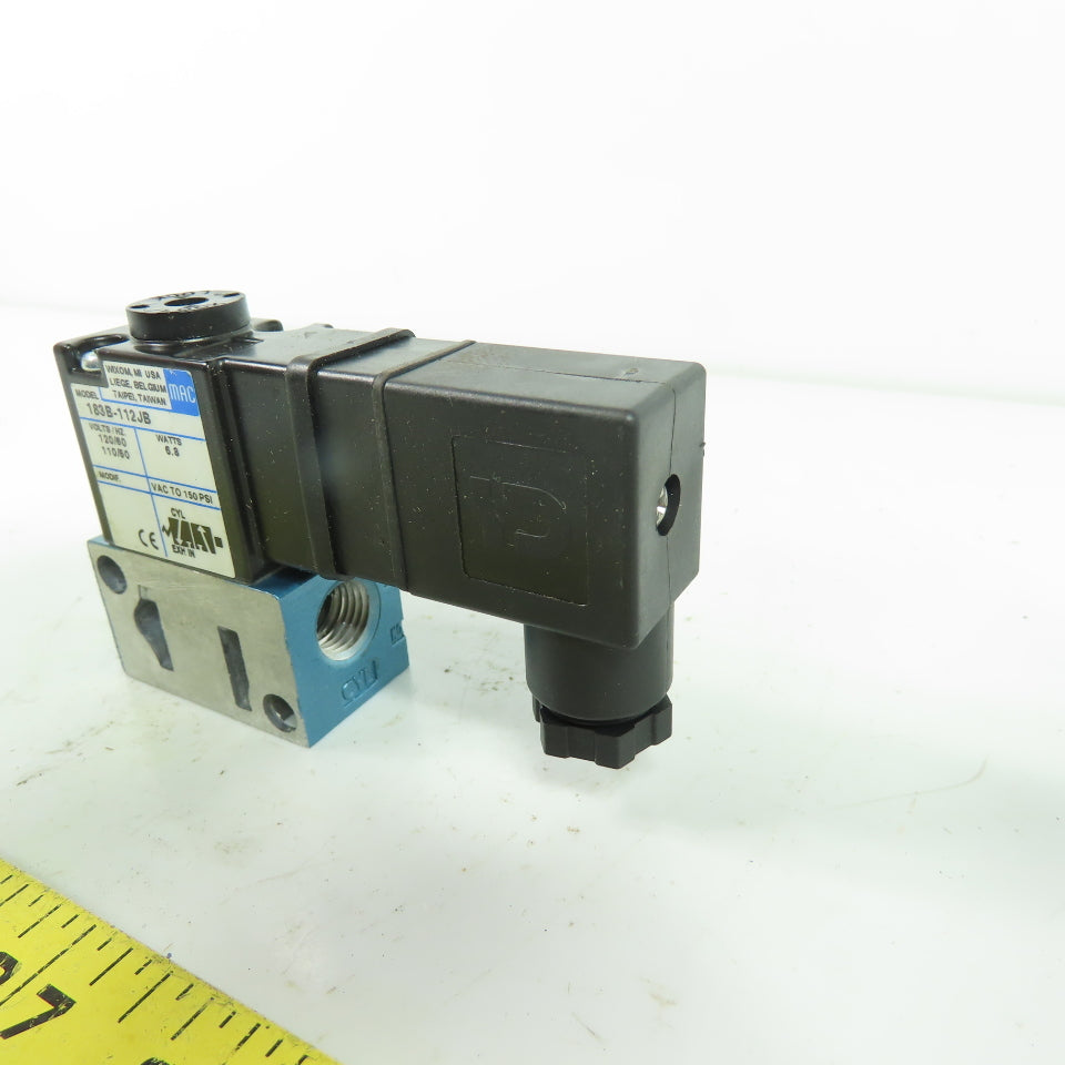 MAC 183B-112JB 3-Way Solenoid Pneumatic Valve 120VAC 150PSI