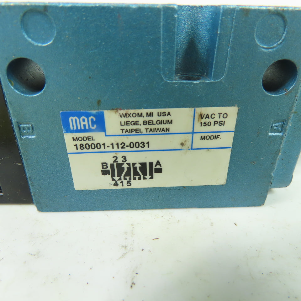 MAC 180001-112-0031 Pneumatic Push Button Manual Valve150 PSI