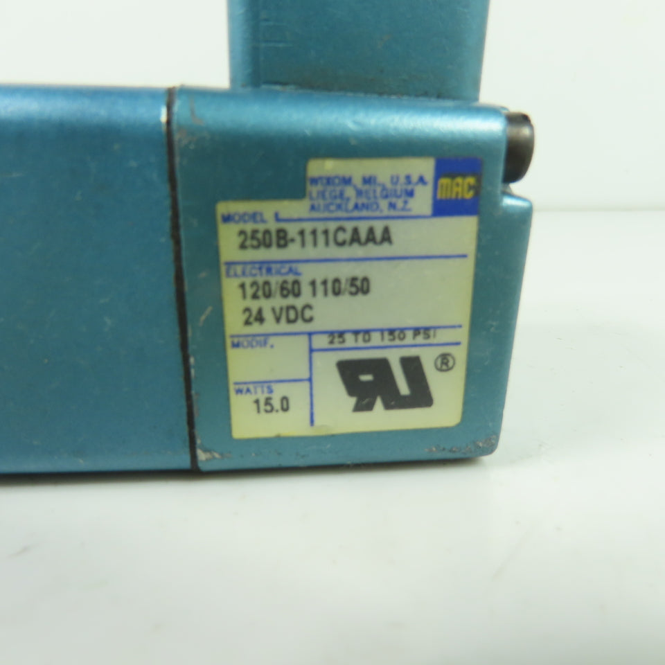 MAC 250B-111CAAA 24VDC Solenoid Valve 25-150 PSI 15W