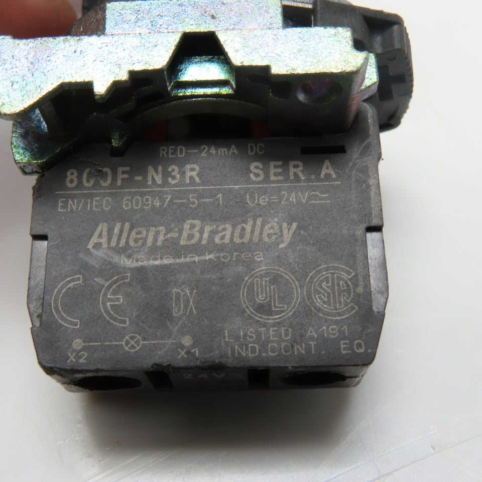 Allen-Bradley 800F-N3R Red Indicator Pilot Light 24V AC/DC