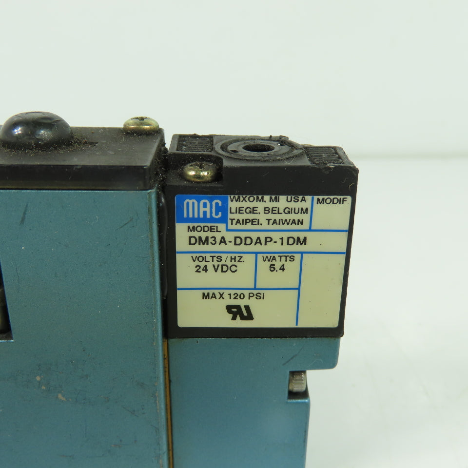MAC 92B-KAB-000-DM-DDAP-1DM 5/3 Way Pneumatic Solenoid Valve 24VDC 120 PSI