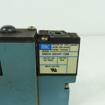 MAC 92B-KAB-000-DM-DDAP-1DM 5/3 Way Pneumatic Solenoid Valve 24VDC 120 PSI
