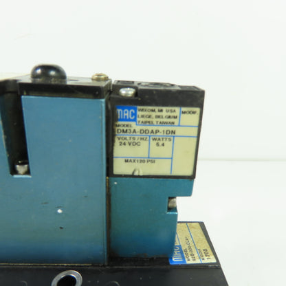 MAC 92B-BAB-000-DM-DDAP-1DN 5/2 Way Solenoid Valve W/ Manifold 24VDC 120PSI