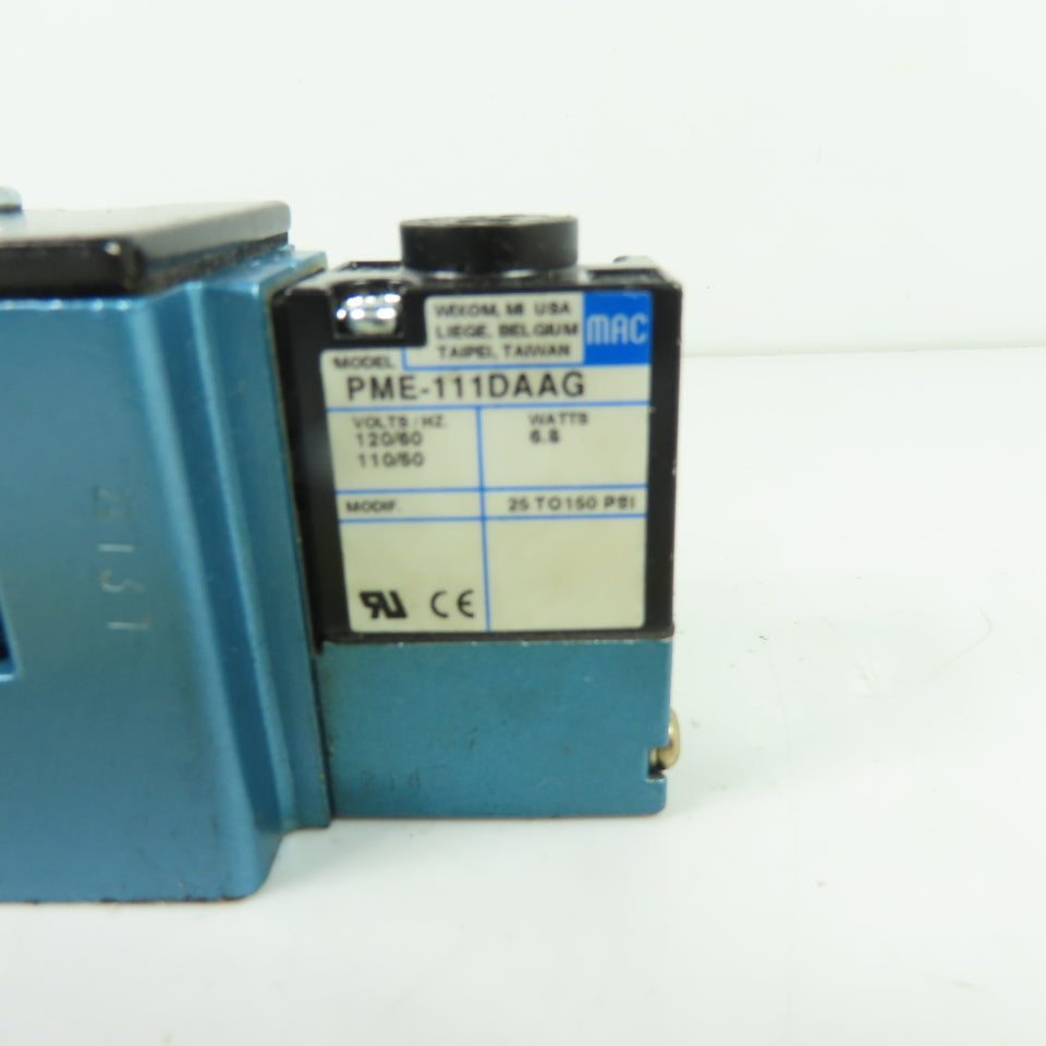 MAC 6213C-000-PM-111DA Pneumatic Solenoid Valve 25-150 PSI 120VAC