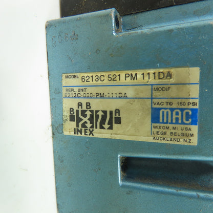 MAC 6213C 521 PM 111DA Pneumatic Solenoid Valve 110/120VAC 150 PSI