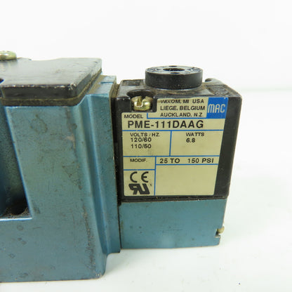 MAC 6213C 521 PM 111DA Pneumatic Solenoid Valve 110/120VAC 150 PSI