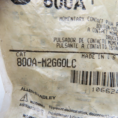 Allen-Bradley 800A-M2GG0LC Green Momentary Contact Push Button