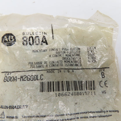 Allen-Bradley 800A-M2GG0LC Green Momentary Contact Push Button