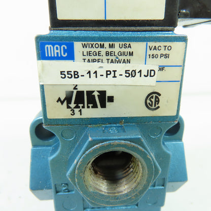 MAC 55B-11-PI-501JD Pneumatic Solenoid Valve 24VDC 150 PSI