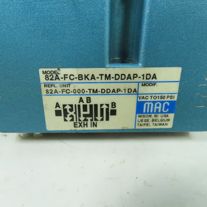 MAC 82A-FC-BKA-TM-DDAP-1DA Pneumatic Solenoid Valve 24VDC 5.4W 25-150 PSI