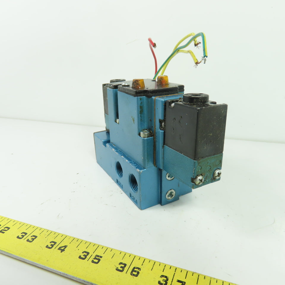 MAC 6233C-211-PM-612DA 4/3 Way Solenoid Valve W/ Manifold 150 PSI