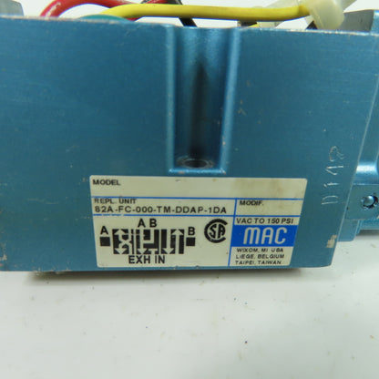 MAC 82A-FC-000-TM-DDAP-1DA 4/3 Way Solenoid Valve 120VAC 5.4W VAC to 150 PSI