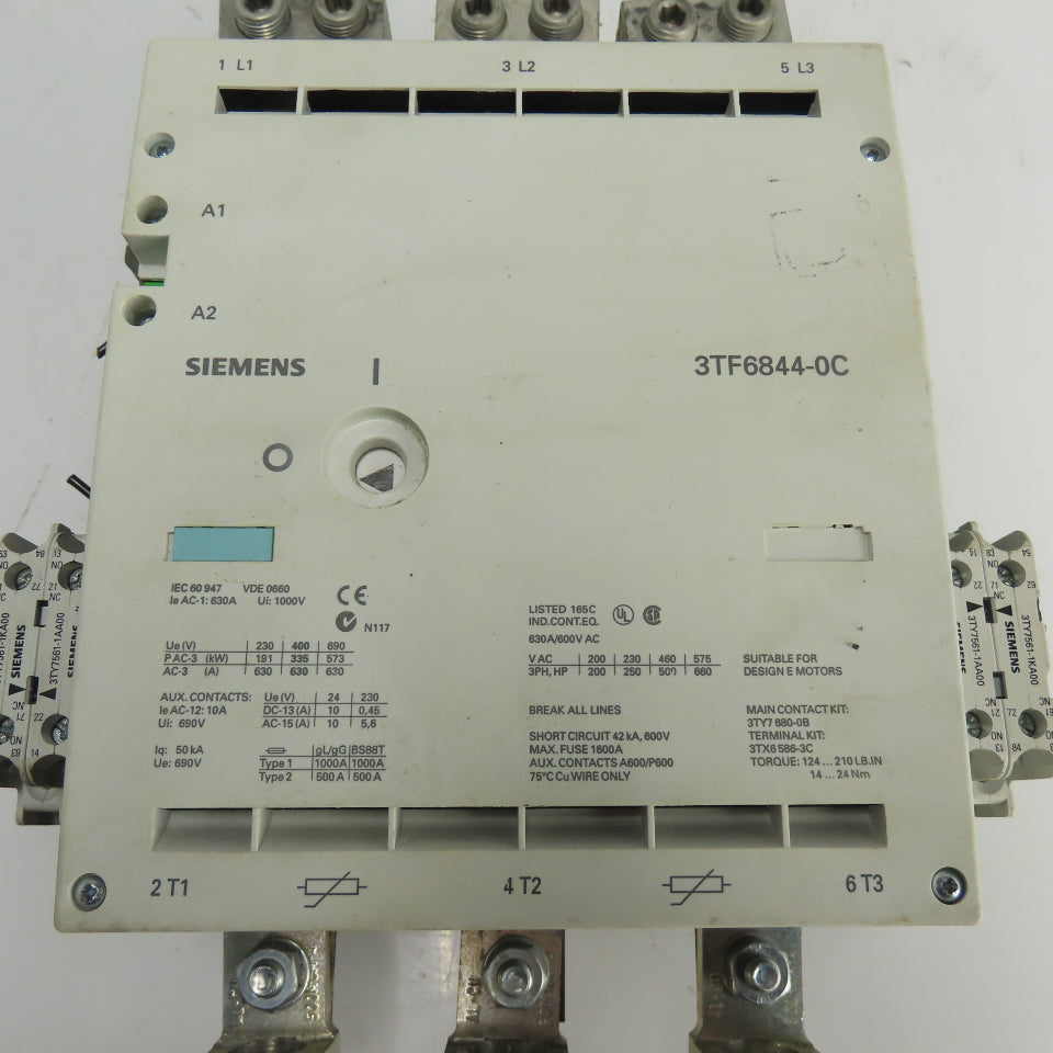 Siemens 3TF6844-0C Vacuum Contactor 630A 600VAC 3Ph