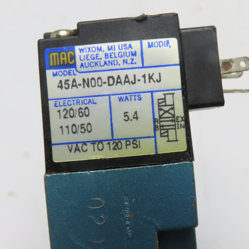 MAC 45A-N00-DAAJ-1KJ Solenoid Valve 120V 60Hz 110V 50Hz 120 PSI