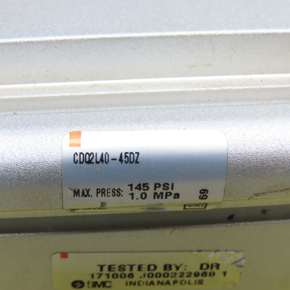 SMC CDQ2L40-45DZ 40mm Bore 45mm Stroke Compact Air Cylinder 145 PSI