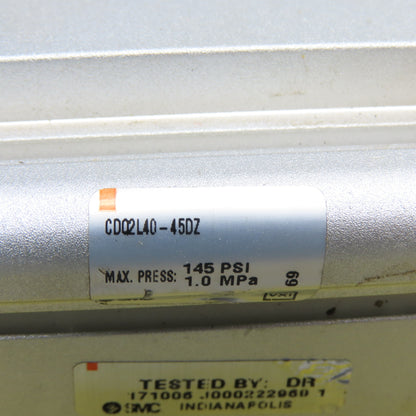 SMC CDQ2L40-45DZ 40mm Bore 45mm Stroke Compact Air Cylinder 145 PSI