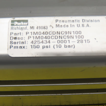 Parker P1M040CDNC9N100 40mm Bore 100mm Stroke Double Acting Air Cylinder