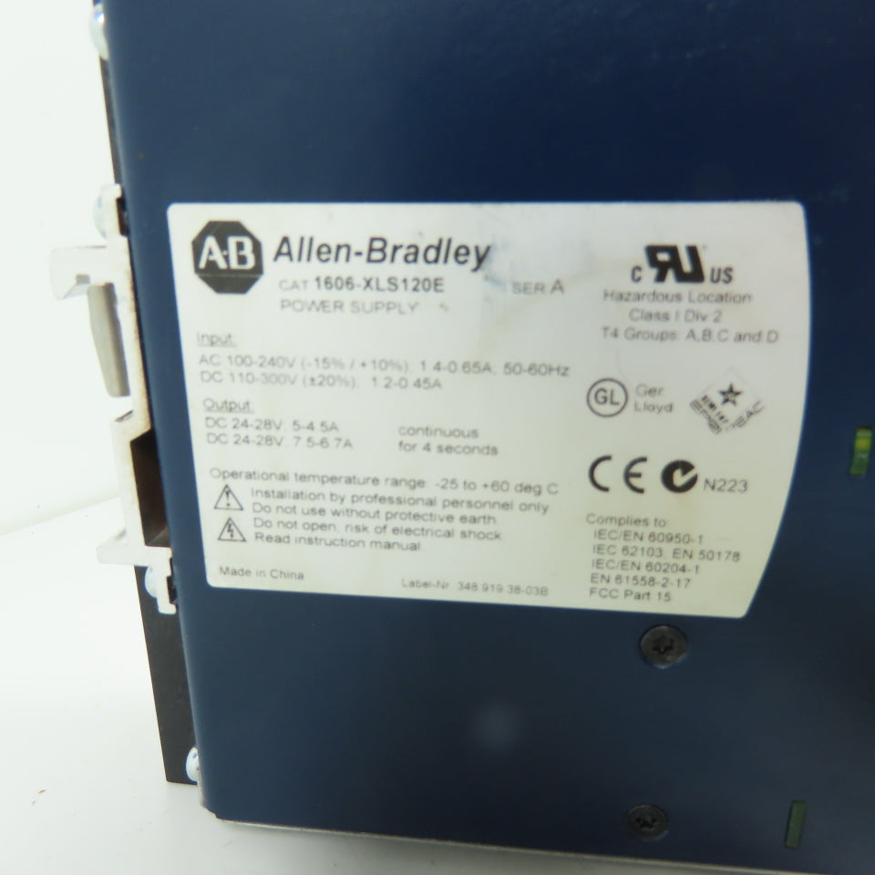 Allen-Bradley 1606-XLS120E Ser A Power Supply 100-240V Input 24VDC 5A Output