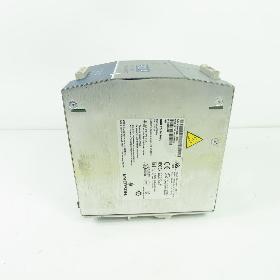 Sola SDN 20-24-100C DIN Rail Power Supply 100-240VAC Input 24VDC 20A Output
