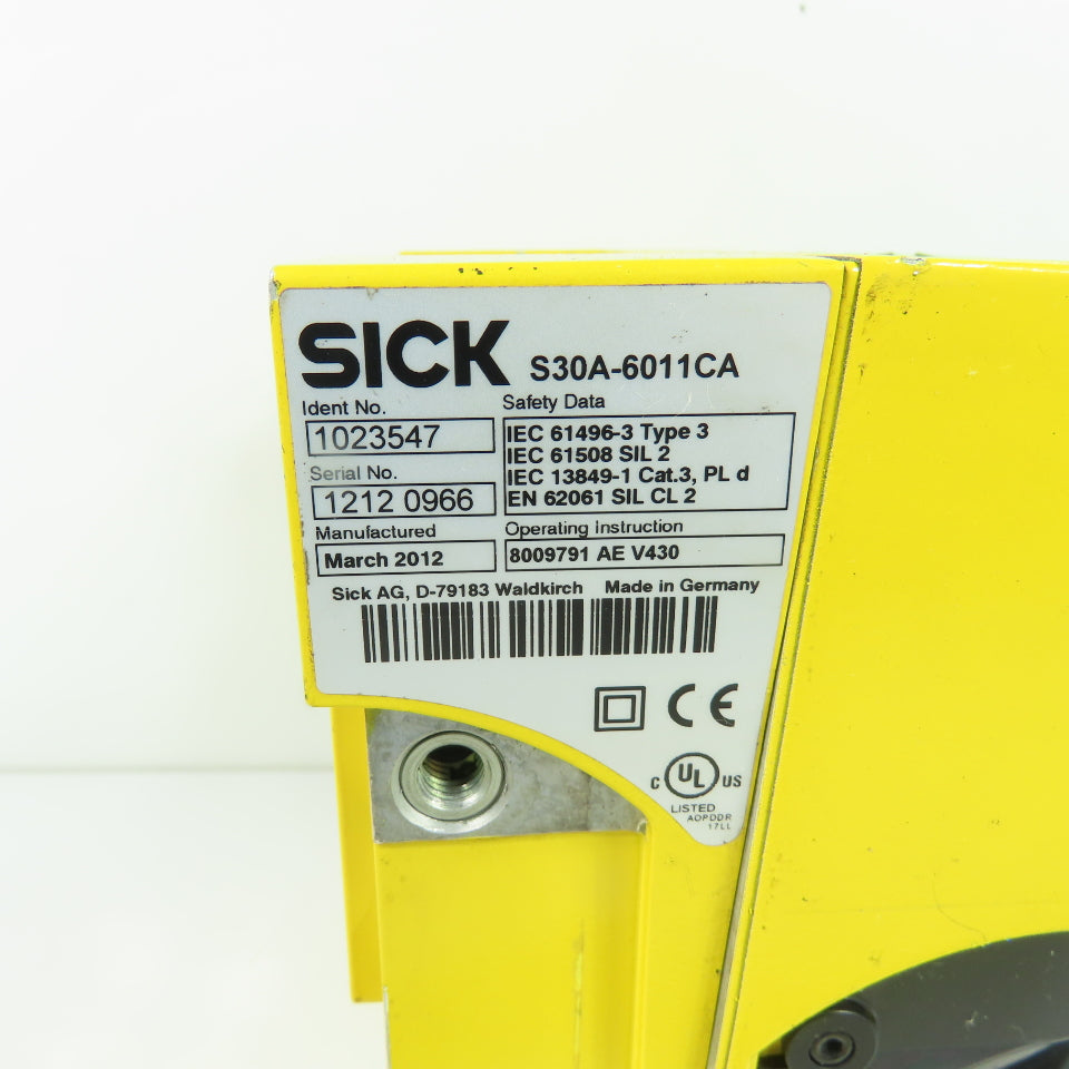 SICK 1023547 S30A-6011CA S3000 Advanced Safety Laser Scanner 24VDC 190 Degree