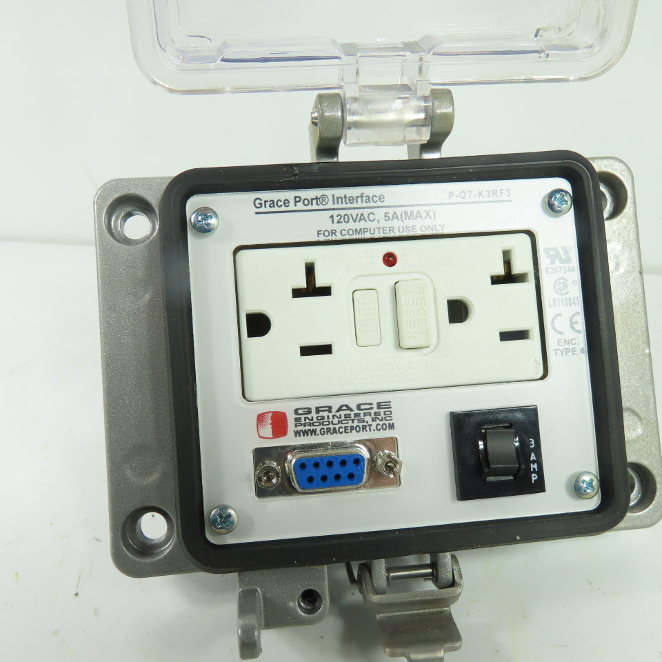 Grace P-Q7-K3RF3 Panel Interface Connector 120VAC 5A Panel Mount NEW