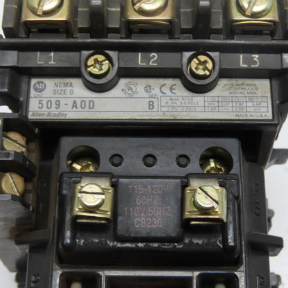 Allen-Bradley 509-AOD NEMA Size 0 Magnetic Motor Starter 115-120V Coil