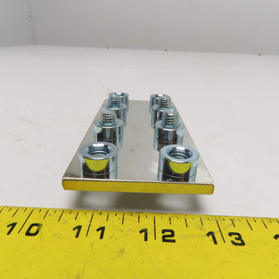 8-Hole Threaded TiN Coated Copper Bus Plate 130 x 62 x 6mm Thick