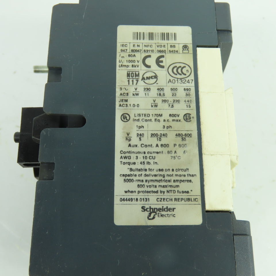 Telemecanique LP1 D4011 LC1 D40 3-Pole Magnetic Contactor 600V 60A 3Ph