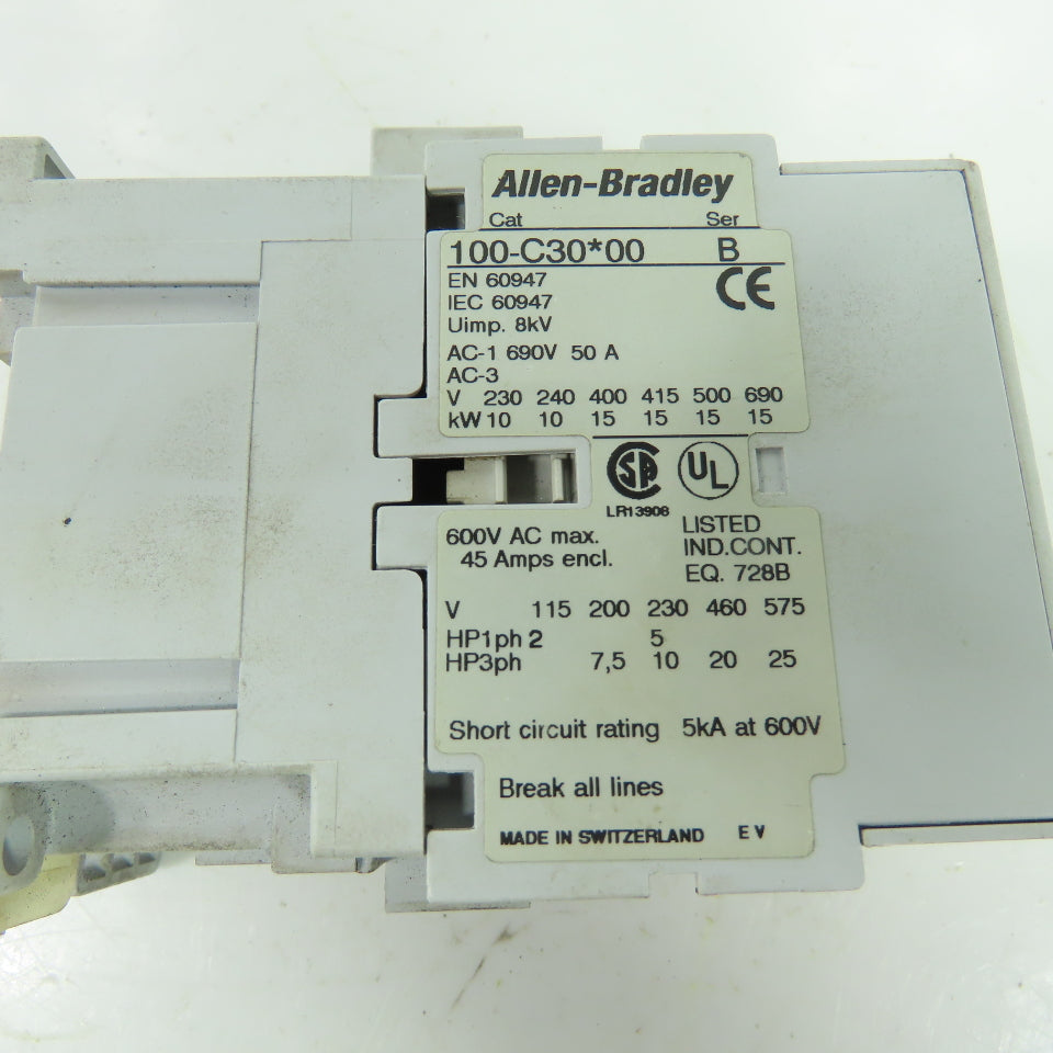 Allen-Bradley 100-C30*00 3-Pole Magnetic Contactor 120V Coil 32A 600V